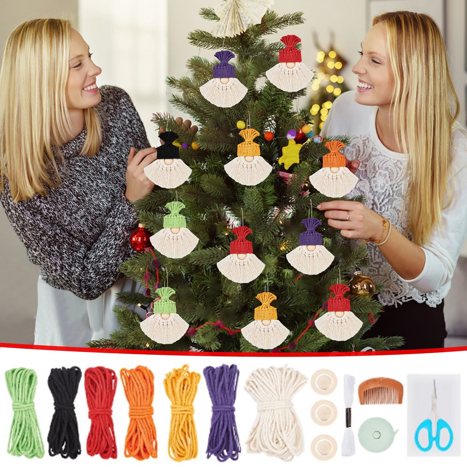 Christmas Gnome Knitting Kit with Instructions 1 Set DIY Knitting Santa Claus Making Santa Gnome Making Supplies