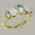 thumbnail image 2 of LBG British Made 18k Yellow Gold ring with Natural Aquamarine & Opal Womens Band Ring - 33 size options - Size 11, 2 of 6