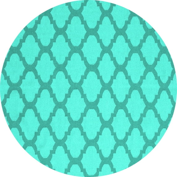 Ahgly Company Indoor Round Trellis Turquoise Blue Modern Area Rugs, 6' Round
