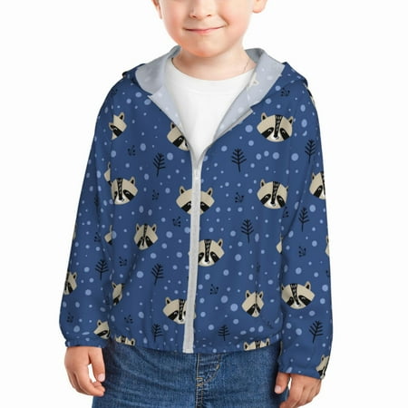 

Gaeub Raccoon blue point Print Athletic Sun Protection Hoodie for Kids Long Sleeve Outdoor UV Shirt Running Fishing Top for Boys Girls-5 Years