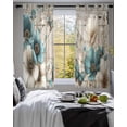 thumbnail image 3 of Teal Tulip Butterfly Sheer Curtains 54 Inch Length 2 Panels Set for Living Room/Bedroom, Beige Turquoise Floral Farmhouse Wooden Kitchen Curtains Grommet Curtains Window Treatments 42"x54"x2, 3 of 7