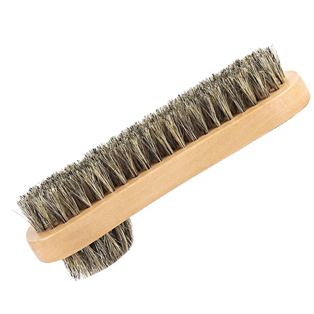 TENDYCOCO Boot Brush Cleaner Shine Shoes Brush Pig Bristles Shoes Cleaner with Wood handle Black 
