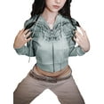 thumbnail image 2 of Qmyliery Women’s Long Sleeve Zipper Cardigan Fashion Wings Printed Slim Fit Cropped Hooded Sweatshirt,S/M/L, 2 of 9