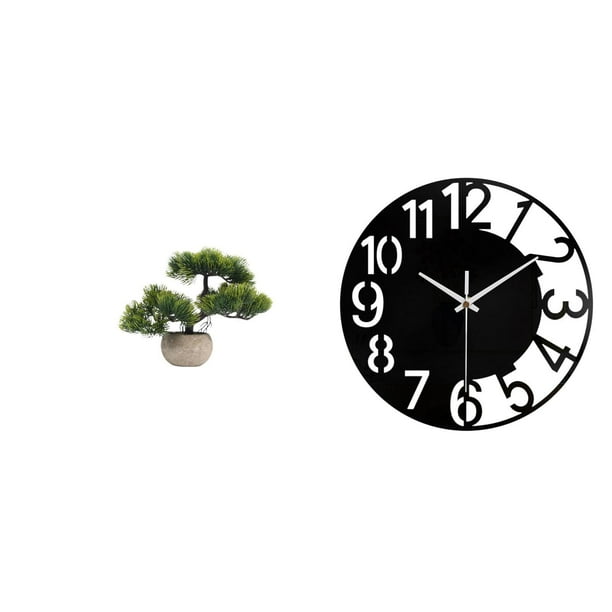 Colección De Bonsáis De Vegetación, Planta Artificial Con Reloj De Pared Decorativo Acrílico, Silencioso, Fácil De Leer, Sencillo, Redondo, Pieza Central Para El Hogar, La Oficina O El