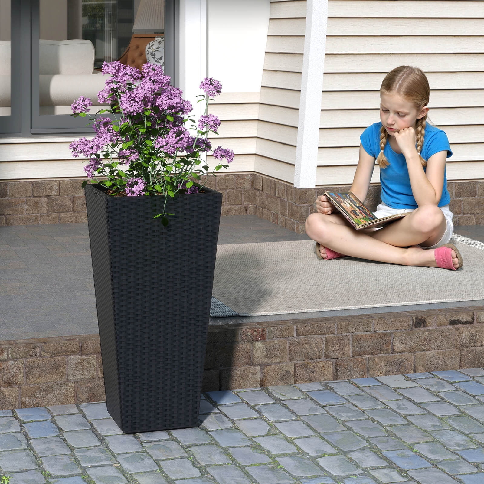 Costway 30" Tall Flower Pot Set of 2 Modern Decorative Planter Pots with Open-ended Base