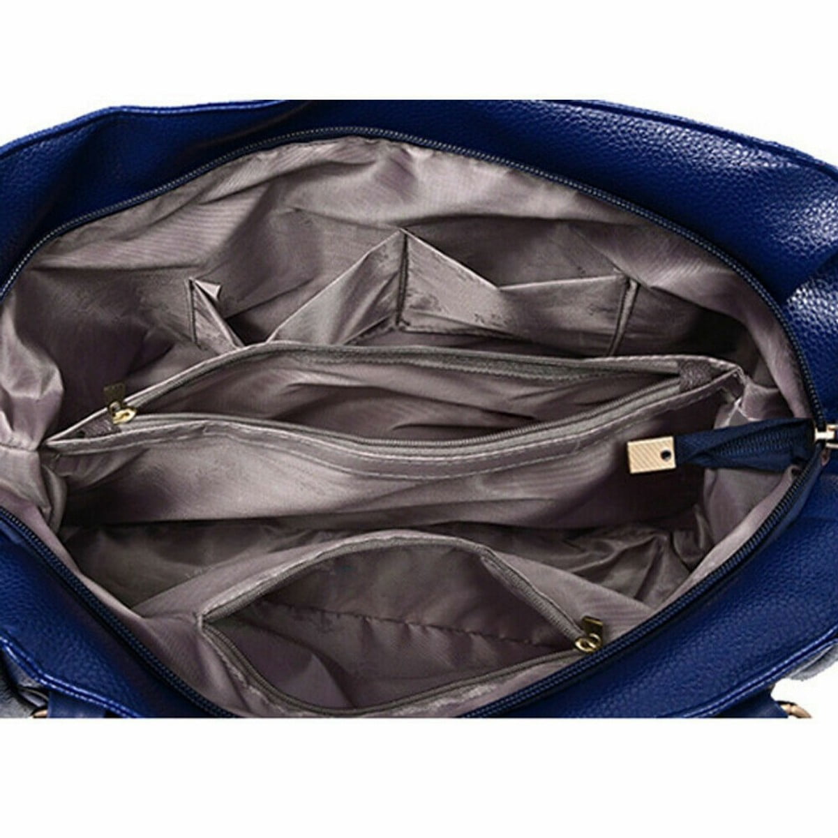 Ladies' Shoulder Bag - Durable PU Leather Tote with Multi-Compartment, Blue