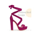 thumbnail image 3 of BLISSFUL STEP Platform Lace Up Block Heels Sandals for Women Hot Pink 7, 3 of 6