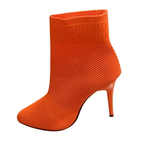 

Ki-8Jcud Women S High Top Thick Sole Boots Non-Slip Rubber Sole Ladies Fashion Solid Color Breathable Knit Boots Pointed Toe Thin High Heel Short Boots Taupe Boots For Women Low Heel Fleece Lined Bo