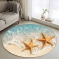 thumbnail image 2 of Area Rug 36in, Summer Beach Scene Starfish Ocean Floor Carpet Living Room Rug, Water Ripple Sea Waves Non-Slip Welcome Mat Indoor Rugs for Bedroom Dining Room, 2 of 9