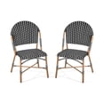 thumbnail image 2 of Better Homes & Gardens Lilah 2-Piece Wicker Outdoor Parisian Bistro Chairs, Black & White, 2 of 6