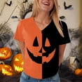 thumbnail image 5 of YDFCWXW Halloween Shirt for Women Shirt Funny Top Loose Fit V-Neck T-Shirt Short Sleeve Tee Orange, L, 5 of 7