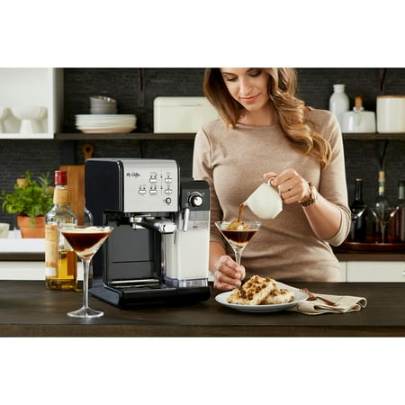 Mr. Coffee - Espresso Machine with 19 bars of pressure and Milk Frother - Stainless Steel