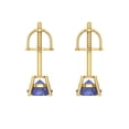 thumbnail image 4 of 0.2 Ct Round Cut Studs Blue Tanzanite 18K Yellow Solid Solid Gold Everyday Dainty Earrings Screw Back, 4 of 7