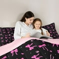 thumbnail image 4 of Feelyou Bowknot Bedding Comforter Set 7 Pieces, Black Pink Queen Bedding Sets, 4 of 7