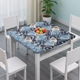thumbnail image 3 of Blue Ethnic Geometric Pattern Square Fitted Tablecloth with Elastic Edge,Square Table Cover,Washable Elastic Table Cover for Home Kitchen Party Decor 36"x36", 3 of 6