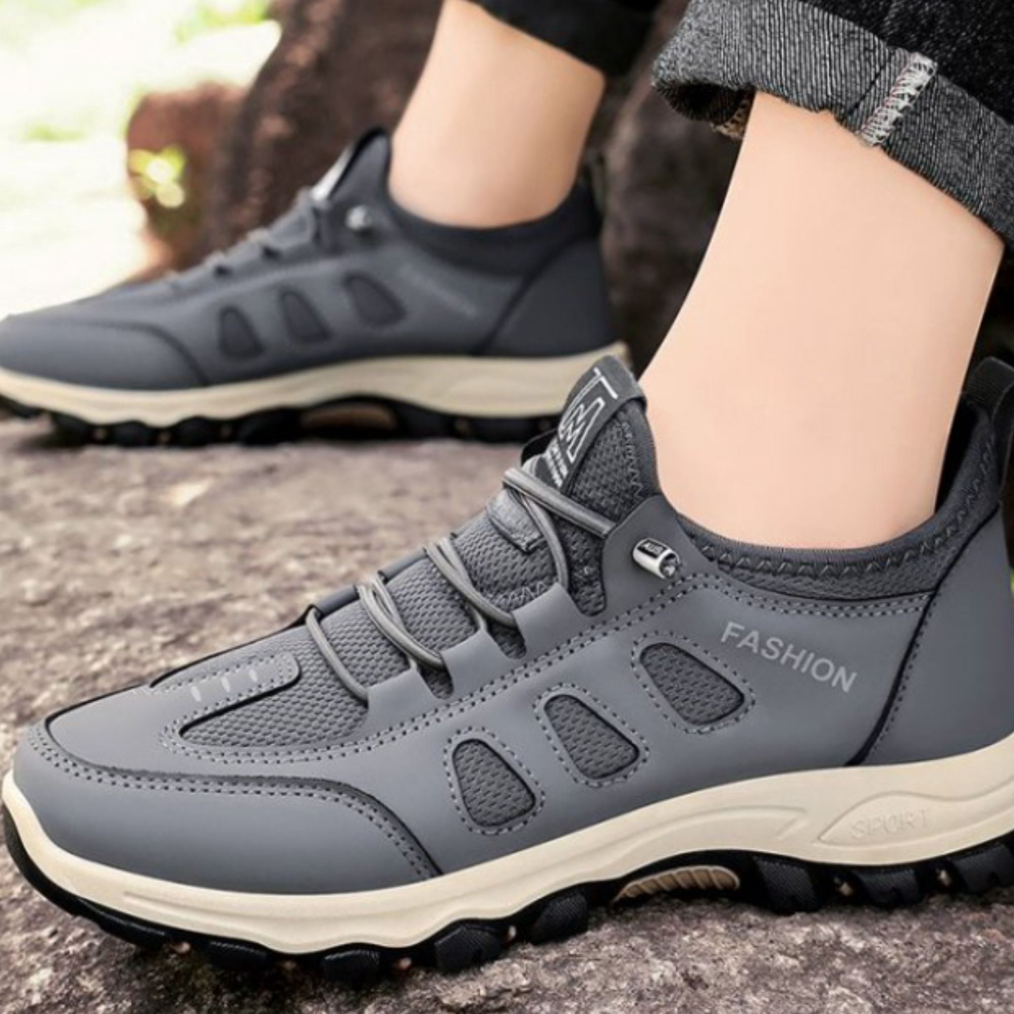 CHICVOMEY Walking Sneakers for Men Breathable Lightweight Slip-On Sneakers Hiking Shoes with Anti-Slip for Running Trekking Outdoor Camping
