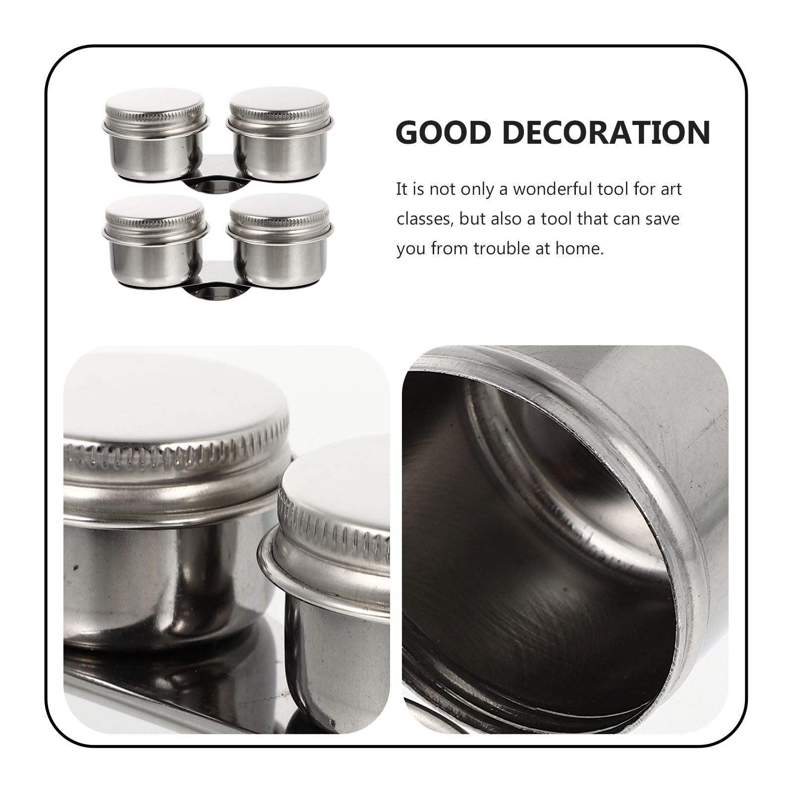 2 Pcs Tin Pen Pot Oil Painting Supplies Palette Cup Practical Brush Washing