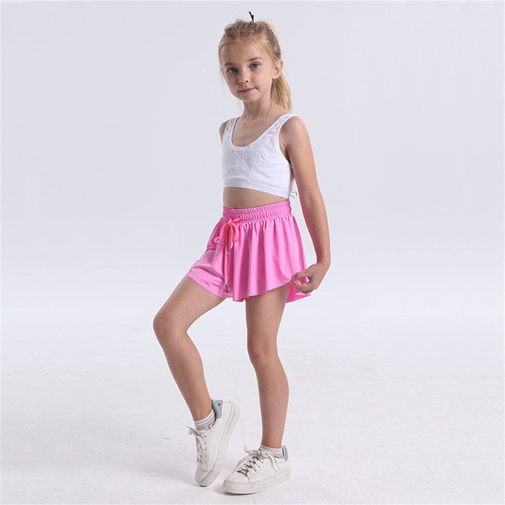 5-12T Girls Flowy Shorts with Spandex Liner 2-in-1 Youth Butterfly