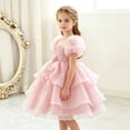 thumbnail image 6 of ATORRE Flower Girls Dress Round Neck Puff Sleeve Stylish Princess Dresses for Wedding Birthday Holiday, Girl's Formal Dress Hot Pink 1-2 Years, 6 of 9