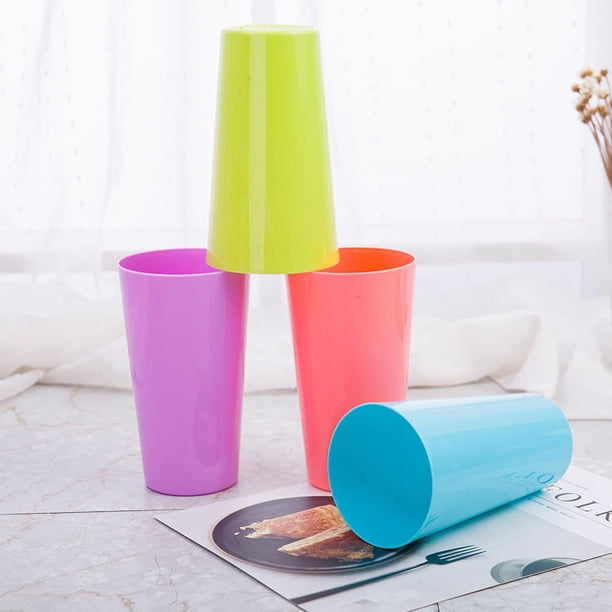 Juego de 12 vasos de bebidas de plástico resistente a roturas en 4 colores surtidos, vasos de jugo para bebidas frías para adultos y niños, tazas para acampar para fiestas en interiores y exteriores