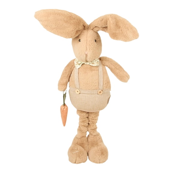 36Inch Stretchable Easter Bunny Plush Toy - Adorable Long-Leg Extendable Stuffed Rabbit Doll with Carrot for Easter Basket Stuffers, Spring Home Decor, Tiered Tray, Party Favors