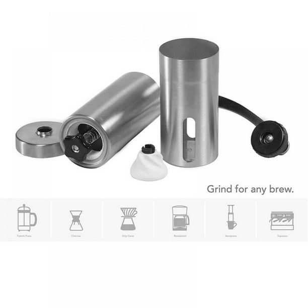 Manual Coffee Grinder with Adjustable Settings - Patented Conical Burr Mill & Brushed Stainless Steel Whole Bean Burr Coffee Grinder for Aeropress, Drip Coffee, Espresso, French Press