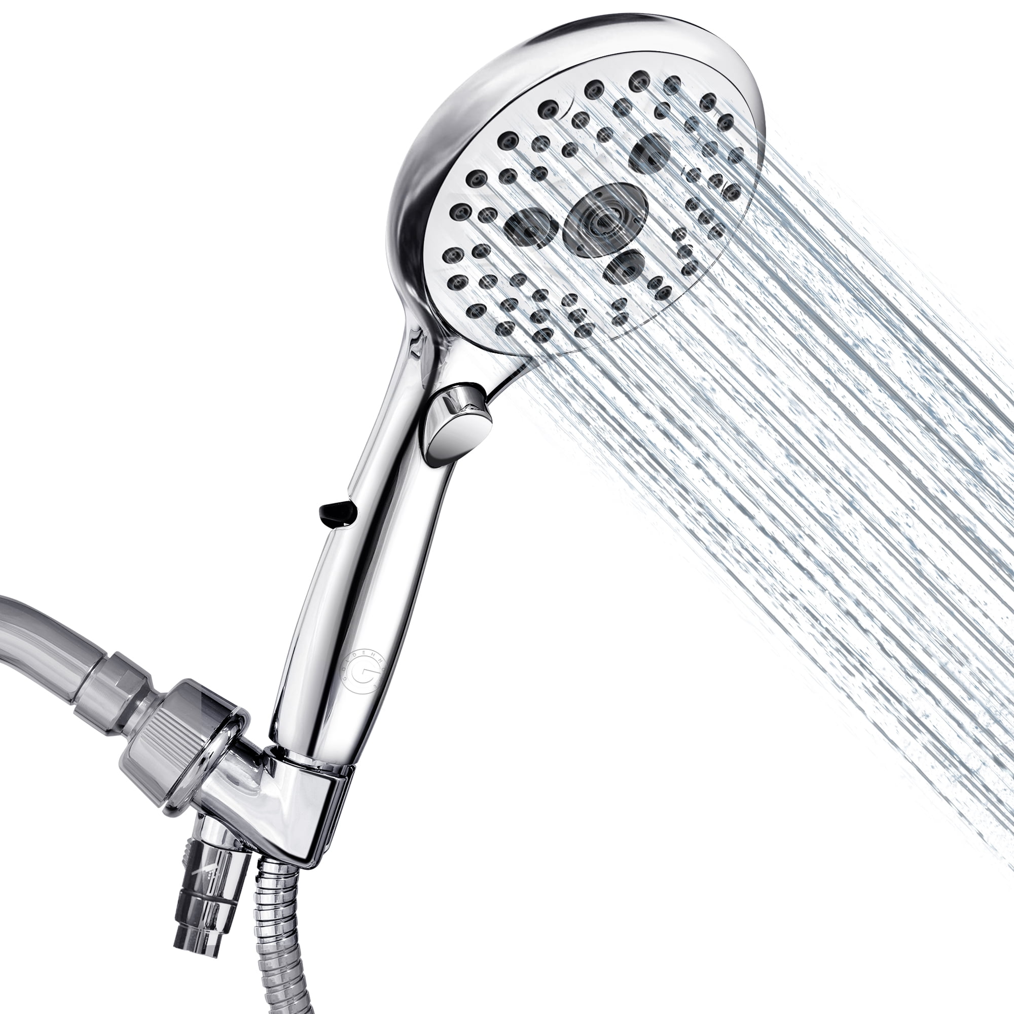 Goldenhome Handheld Shower Head, Hand Held Shower 6 Spray Settings with
