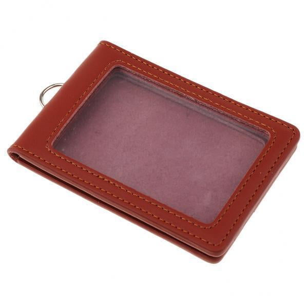 2 Tarjetas Dobles De Cuero PU Estilo Vertical ID Business Badge Holders Brown Sunnimix Titular de la tarjeta de identificación para hombre