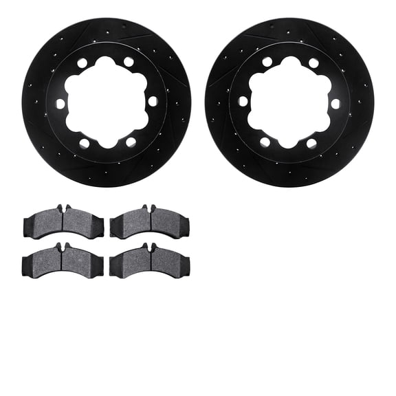 Dynamic Friction Company Rear Brake Rotors-Drilled and Slotted-Black with 5000 Advanced Brake Pads 8502-40246