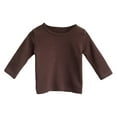 thumbnail image 1 of Camiseta de manga larga para niños Laklulu, camiseta de algodón con cuello redondo para niños, camiseta de fondo liso (marrón), 80 cm, 1 of 5