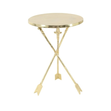 Decmode Contemporary 22 X 16 Inch Round Gold Aluminum Arrow Legged Decmode Contemporary 22 X 16 Inch Round Gold Aluminum Arrow Legged Accent Table