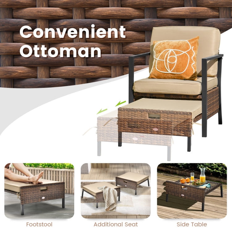 Aimee Lii 5 Pieces Patio Wicker Conversation Set, Outdoor Patio Sectional Furniture Set with Soft Cushions for Garden Yard Aimee Lii 5 Pieces Patio Wicker Conversation Set, Outdoor Patio Sectional Furniture Set with Soft Cushions for Garden Yard