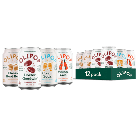 Olipop Prebiotic Soda Pop,Classic Soda Variety Pack, High Fiber, 12 fl oz 12 Pack