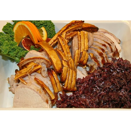 Pork Loin Roast - Canvas Print Pork Pork Roast Pork Loin Severe Red Cabbage Stretched Canvas 10 x 14
