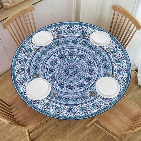 

Mandala Round Tablecloth Boho Style Waterproof Elastic Dining Table Decoration Accessories Kitchen Dining Room Indoor Outdoor 45 -50