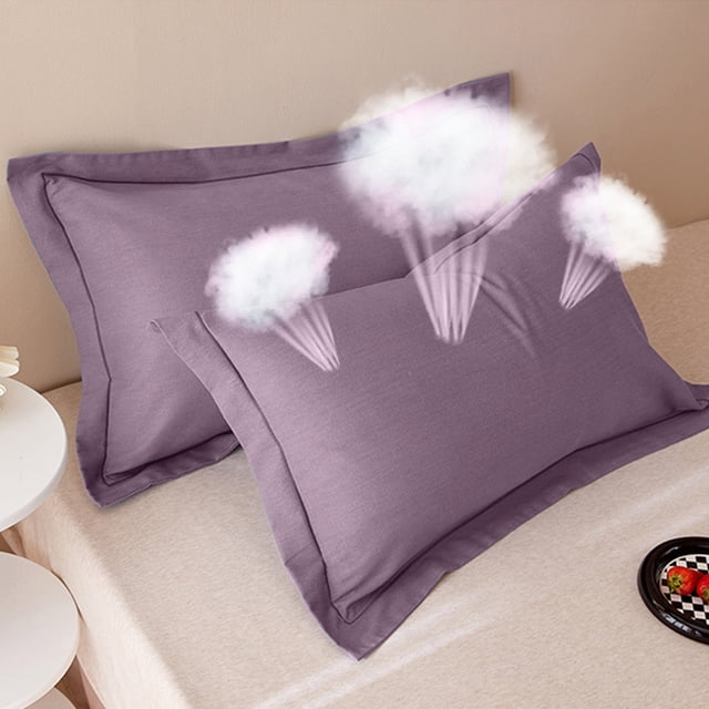 Xihbxyly Juego de Fundas de Almohada Suaves, Microfibra Transpirable, Tela Súper Suave y Acogedora, Cierre Tipo Sobre, Elegante Color Morado Oscuro, Comodidad para Todo El Año, Tamaño 48 X 74 Cm, Jue
