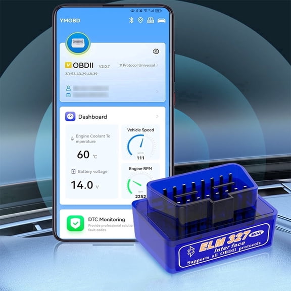 ELM327 OBD2 Scanner Bluetooth V5.1, Car Code Reader, Wireless Diagnostic Scan Tool for Engine, Compatiable with iOS & Android