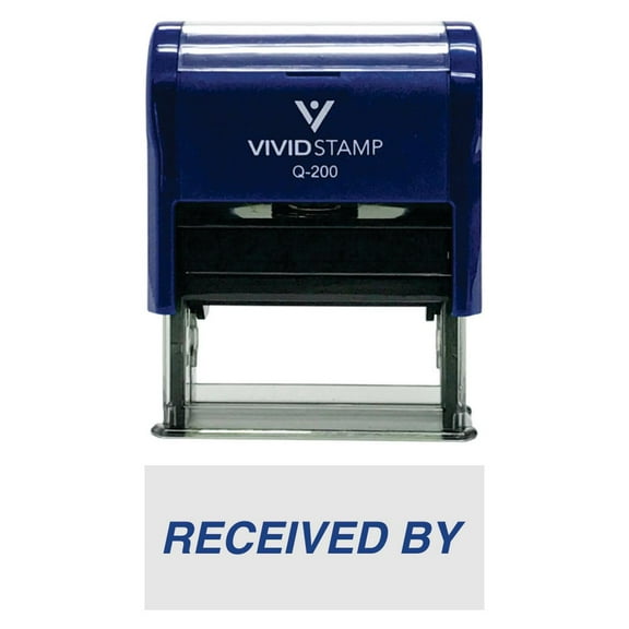 Vivid Stamp Received By Self-Inking Office Rubber Stamp (Blue) - Medium