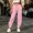 Pink, variant on WIZUTIZ Women's Tapered Joggers Lightweight Polyester Drawstring Casual Everyday Lounge Pants Soft Bottoms