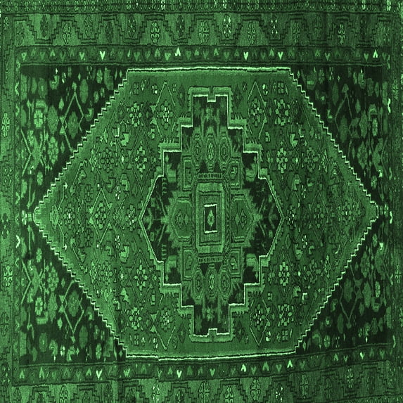 Ahgly Company Indoor Square Persian Emerald Green Traditional Area Rugs, 3' Square