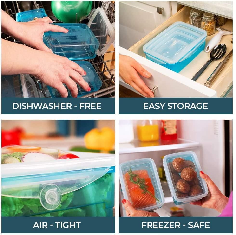 As Seen on TV Stretch and Fresh Silicone Food Storage System – 6-Piece Airtight, Leak-Proof Containers for Solid & Liquid Foods, BPA-Free, Freezer & Microwave Safe