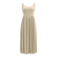 thumbnail image 4 of XIAONU Square Neck Tank Maxi Dress for Women High Waist Pleated Flowy Sleeveless Long Dress, 4 of 4