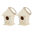 thumbnail image 2 of 2PCS Wooden Bird House Outdoor Bird House Hanging Nests Box Garden Patio DIY Decorative for Wren Swallow Ready to paint and decorate with your favorite colors and stickers, 2 of 2