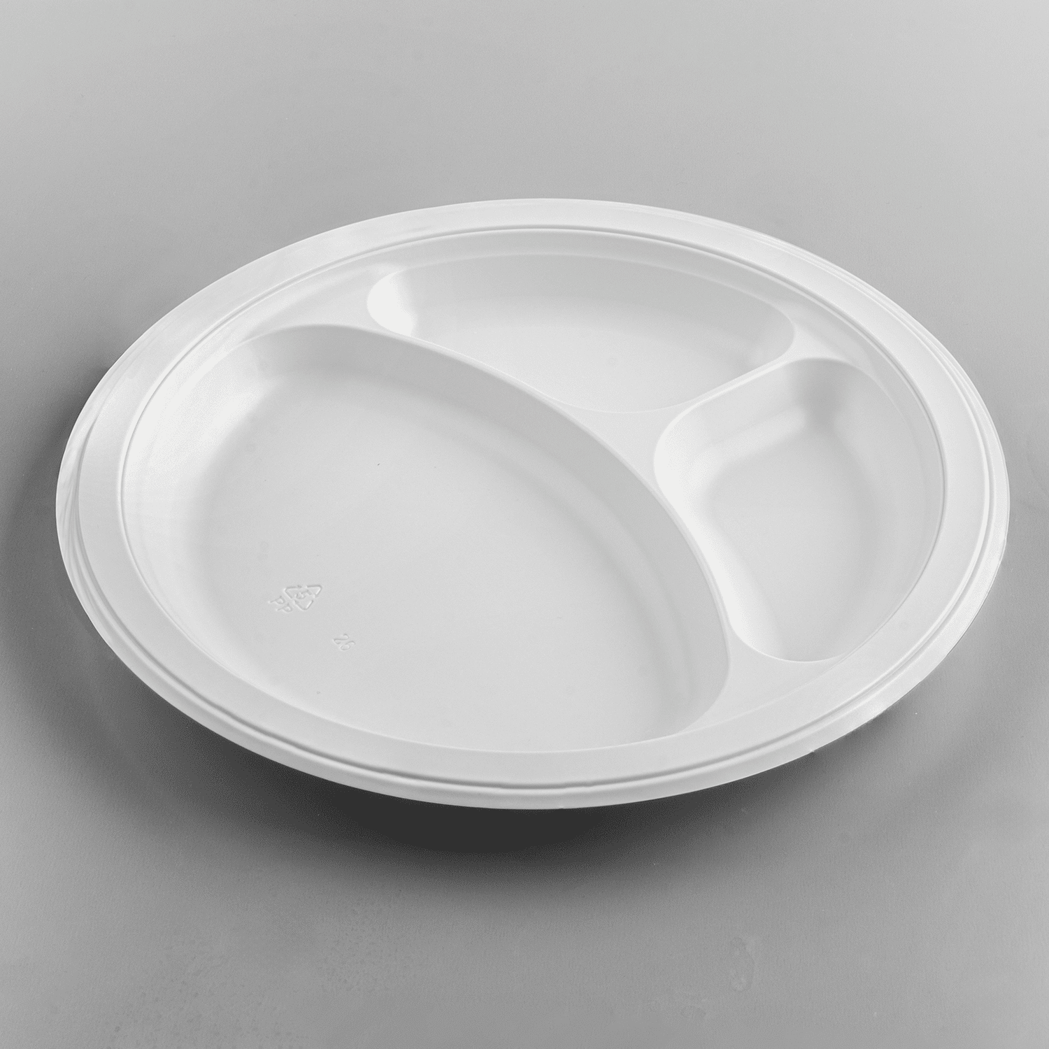 Karat Earth 9" White 3-Compartment Mineral-Filled PP Plates, 500 Count