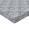 thumbnail image 4 of Ambesonne Floral Fitted Sheet, Retro Blossom Pattern Leaves, King Size, Dark Ceil Blue Pale Grey, 4 of 5