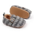 thumbnail image 5 of Cute Plush Baby Walking Shoes for Boys Girls Non Slip Rubber Soles Fleece Lined Wide Width Toddler Casual Shoes with Buckle Strap Gray Size 3.5 Infant, 5 of 7