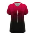 thumbnail image 3 of T-shirt de Sport d'Été à Manches Courtes et Col en V pour Femmes avec Imprimé de Pâques, 3 of 3