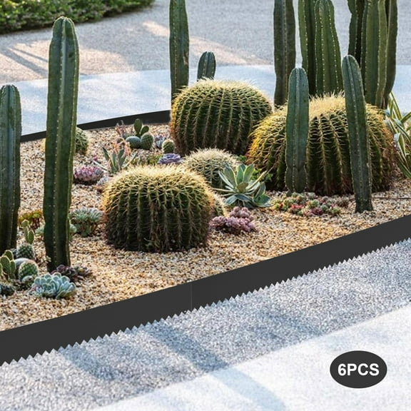 ToppiJoy 6 PCS 6"x40" Garden Edging Border Fence Flexible Steel Landscape Edging Border Length Flower Bed Edging Borders for Garden Yard Lawn (Black, 6"x40")