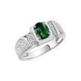 thumbnail image 3 of Rylos 925 Sterling Silver Classic 8X6MM Oval Green Sapphire & Sparkling Diamond Ring - Birthstone Jewelry for Men -Size 12, 3 of 7