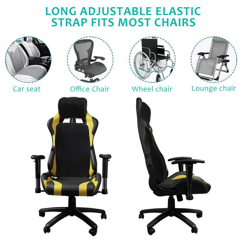 Lumbar Support Pillow for Office Chair Back Support Pillow for Car,  Computer, Gaming Chair, Recliner Memory Foam Back Cushion for Back Pain  Relief Improve Posture, Double Adjustable Straps 